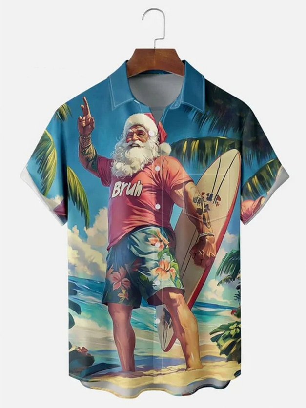 Christmas Surfer Santa Claus Art Illustration Pattern Print Casual Sweatshirt