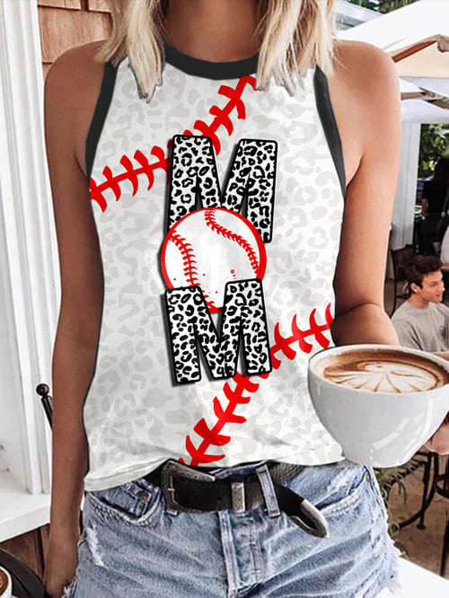 Women¡®s Retro Baseball Mom Leopard Print Tank Top