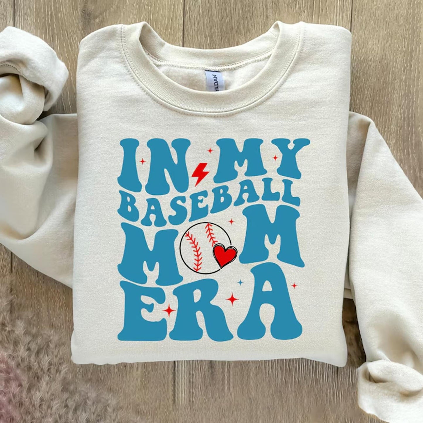 Retro Baseball Mom Printed Long Sleeve Casual Top