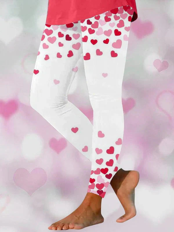 Valentine's Day Heart Shape Print Leggings