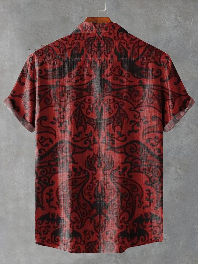 Vintage Bat Texture Gothic Print Casual Shirt