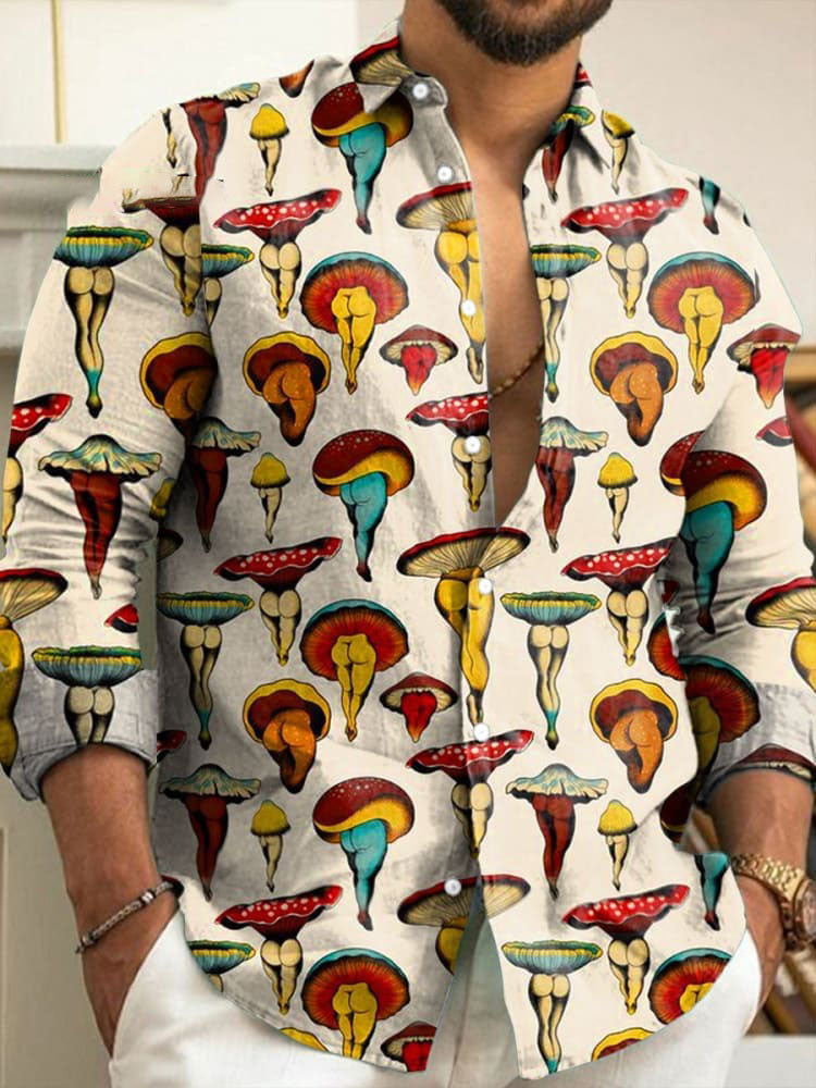 Mushroom Art Print Casual Shirt