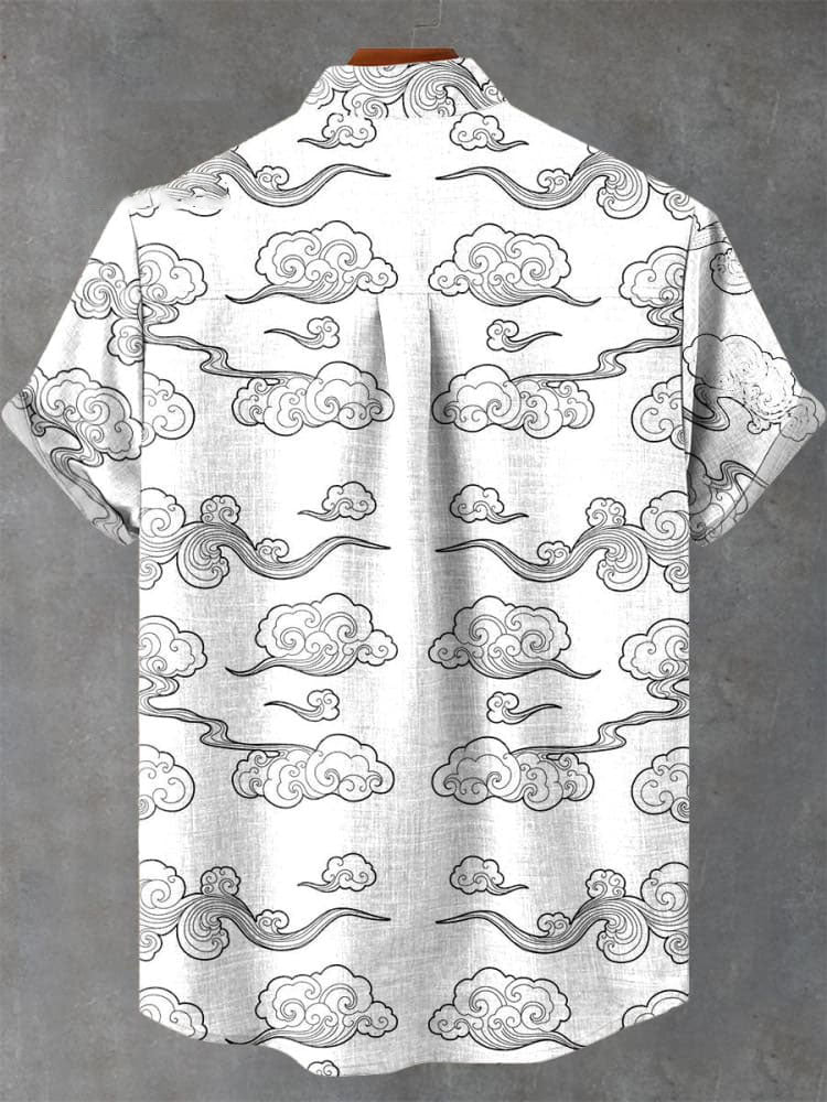 Oriental Mythology Cloud Decorative Pattern Casual Shirt