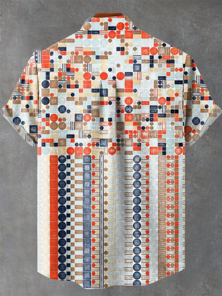 Artistic Irregular Geometry Vintage Print Casual Shirt