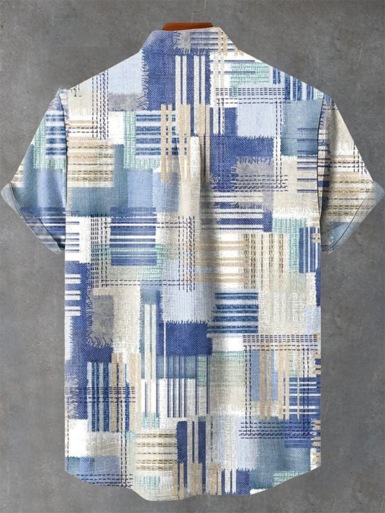 Abstract Lattice Vintage Print Casual Shirt