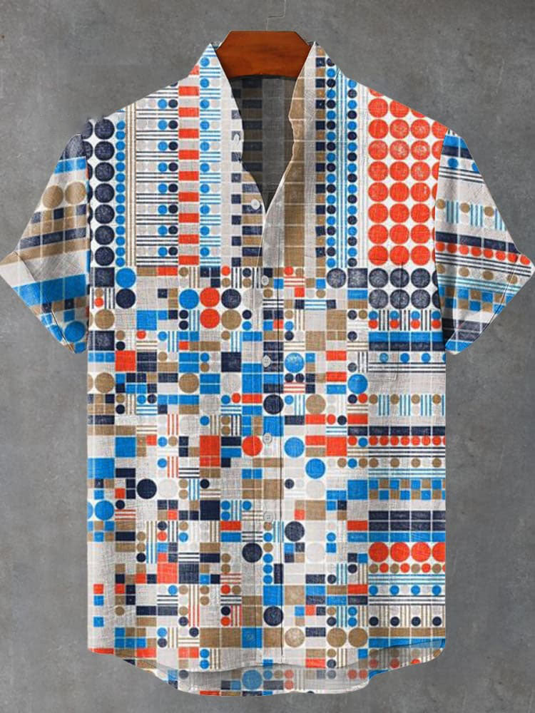 Irregular Geometric Points Vintage Print Casual Shirt