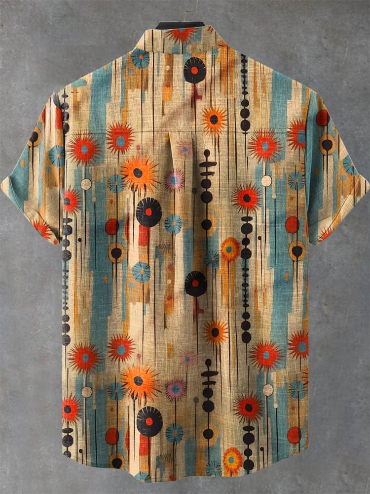 Vintage Flower Art Print Casual Shirt