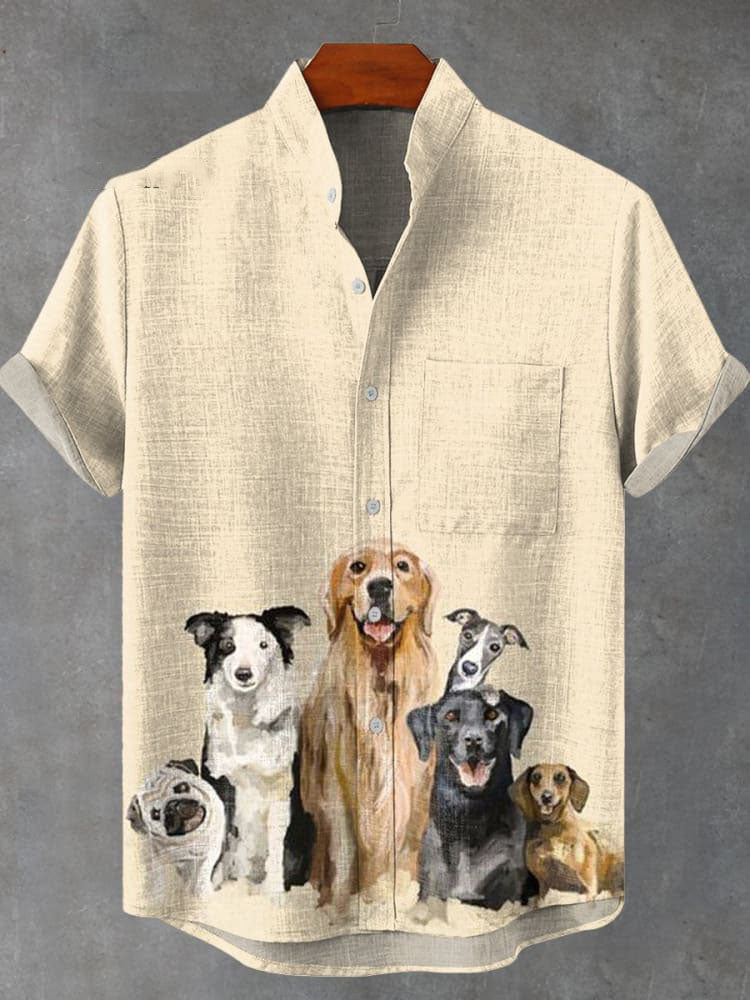 Dogs Art Print Casual Shirt