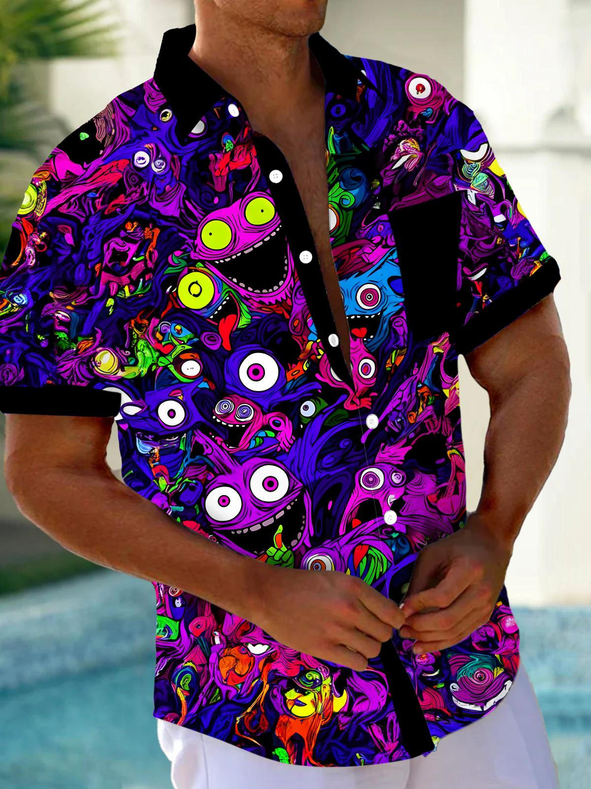 Abstract Men's Pocket Short Sleeve Shirts