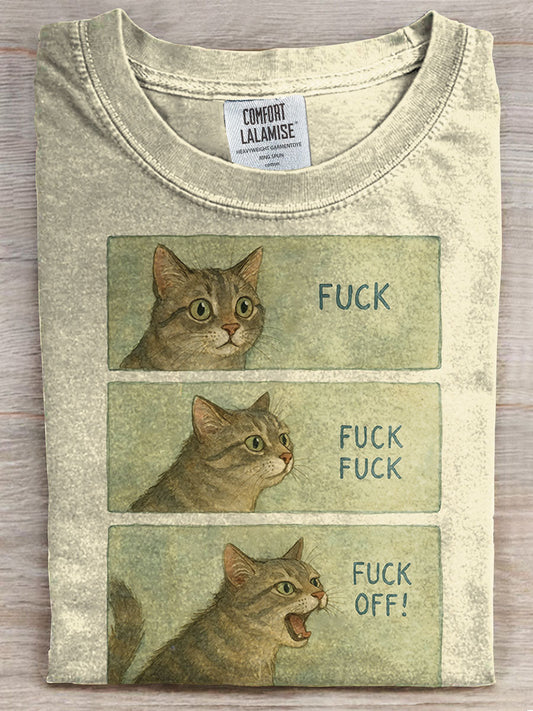 Funny Cat Printed Casual T-shirt