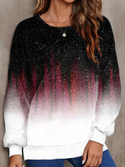 Women's Long Sleeve Aurora Gradient Print Sweatshirt