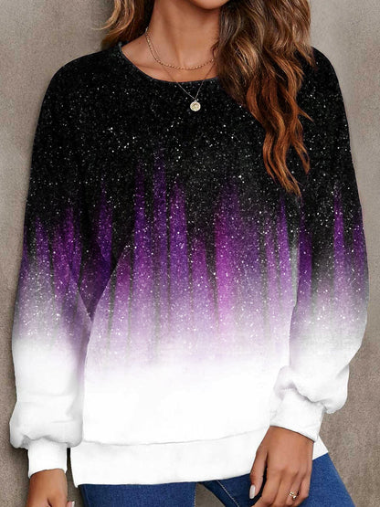 Women's Long Sleeve Aurora Gradient Print Sweatshirt