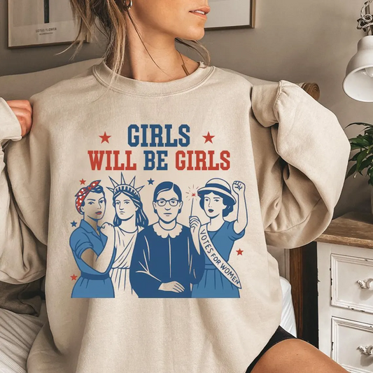 Girls Will Be Girls 4th of July Printed Long Sleeve Top