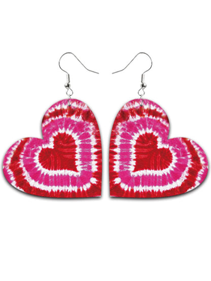 Tie-dyed Leather Heart Earrings