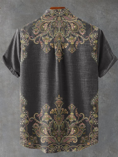 Symmetrical Paisley Plant Pattern Casual  Shirt