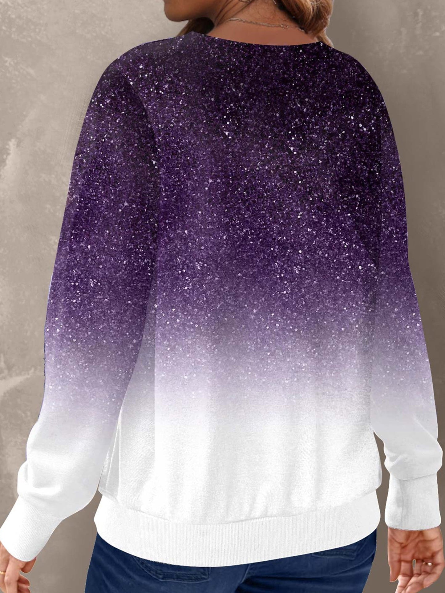Women's Long Sleeve Snowflake Gradient Print Sweatshirt