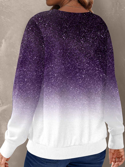Women's Long Sleeve Snowflake Gradient Print Sweatshirt
