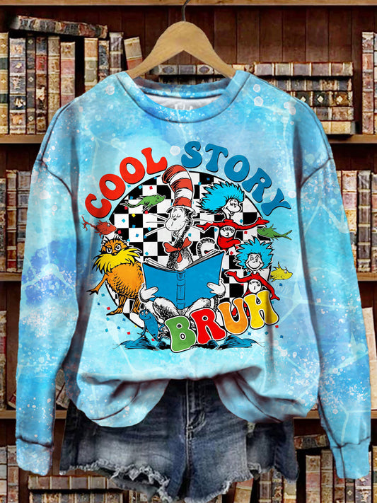 Cool Story Reading Day Story Friendship Print Long Sleeve Top
