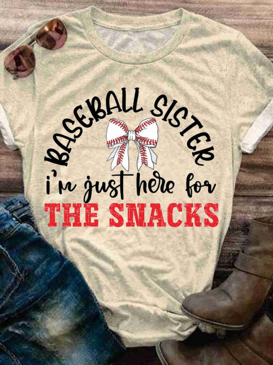 Women's Baseball Print Crew Neck T-shirt