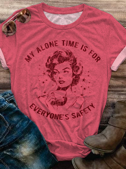 Vintage Funny Word Art Print Casual T-shirt