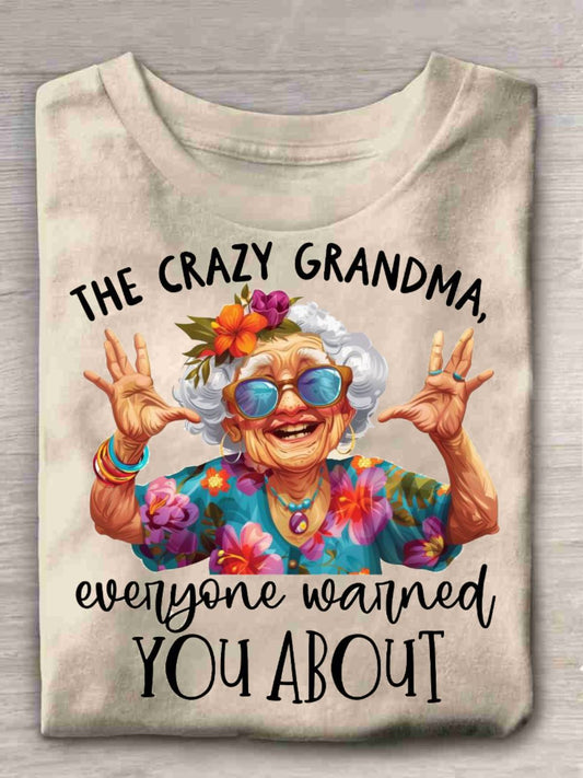 Women's Vintage Funny Print Crew Neck T-shirt
