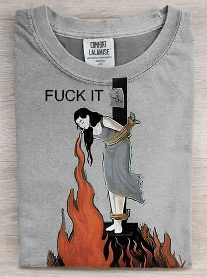 Funny Fuck It Art Print Casaul Short Sleeve T-shirt