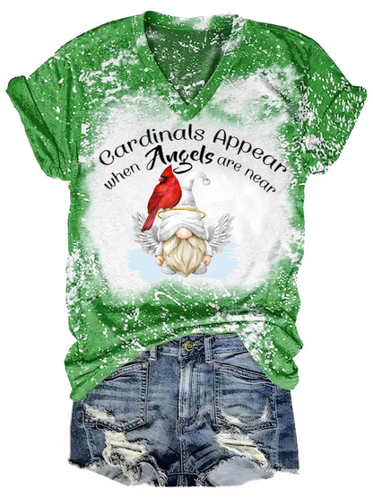 Cardinals  Appear When Angels Are Near Print V-Neck T-Shirt