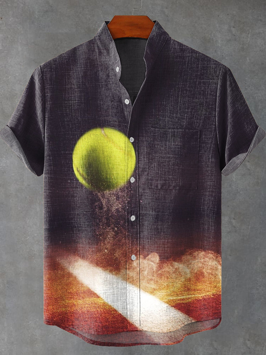 Tennis Art Vintage Print Casual Shirt