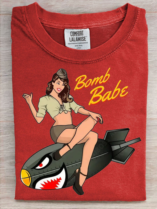 Vintage Art Print Casaul Short Sleeve T-shirt