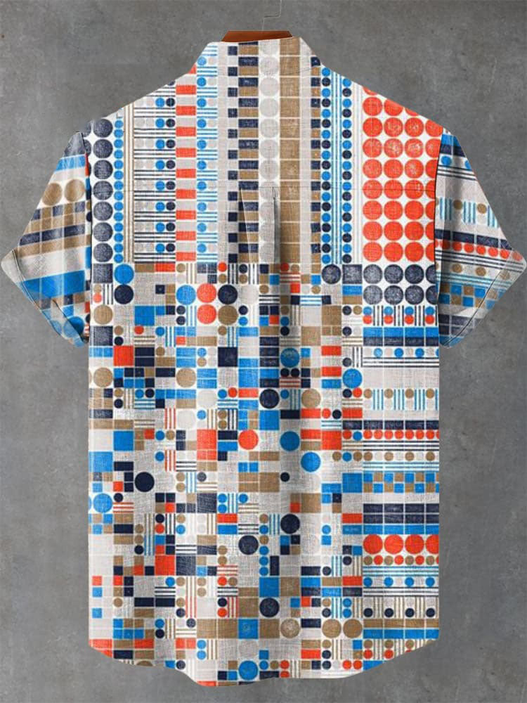 Irregular Geometric Points Vintage Print Casual  Shirt