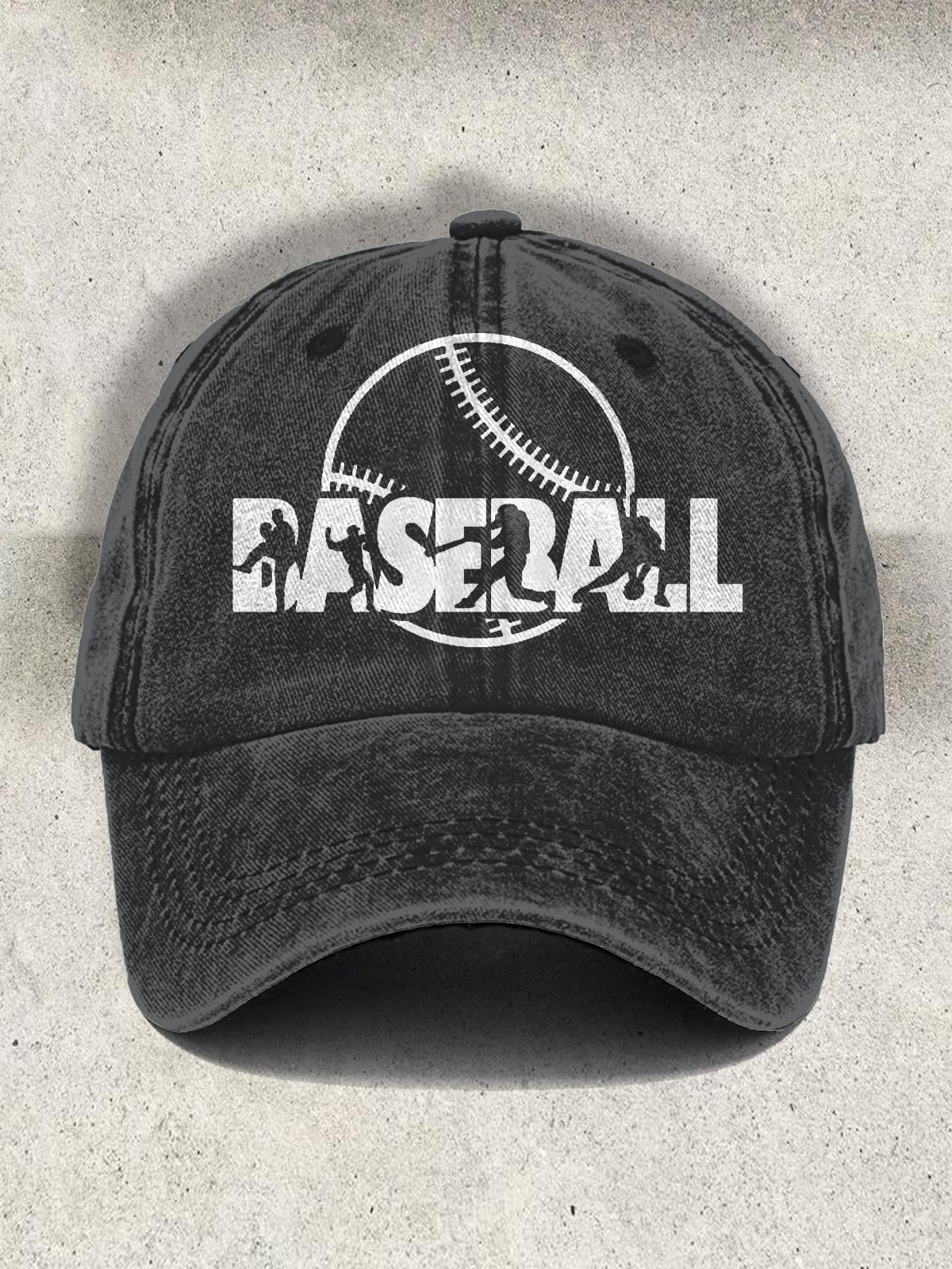 Retro Baseball Silhouette Baseball Cap