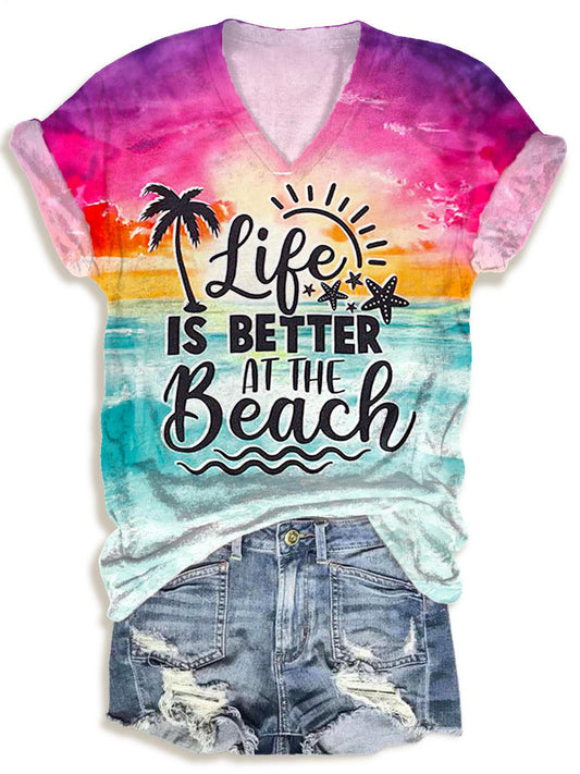 Hawaii Summer Beach V-neck T-Shirt