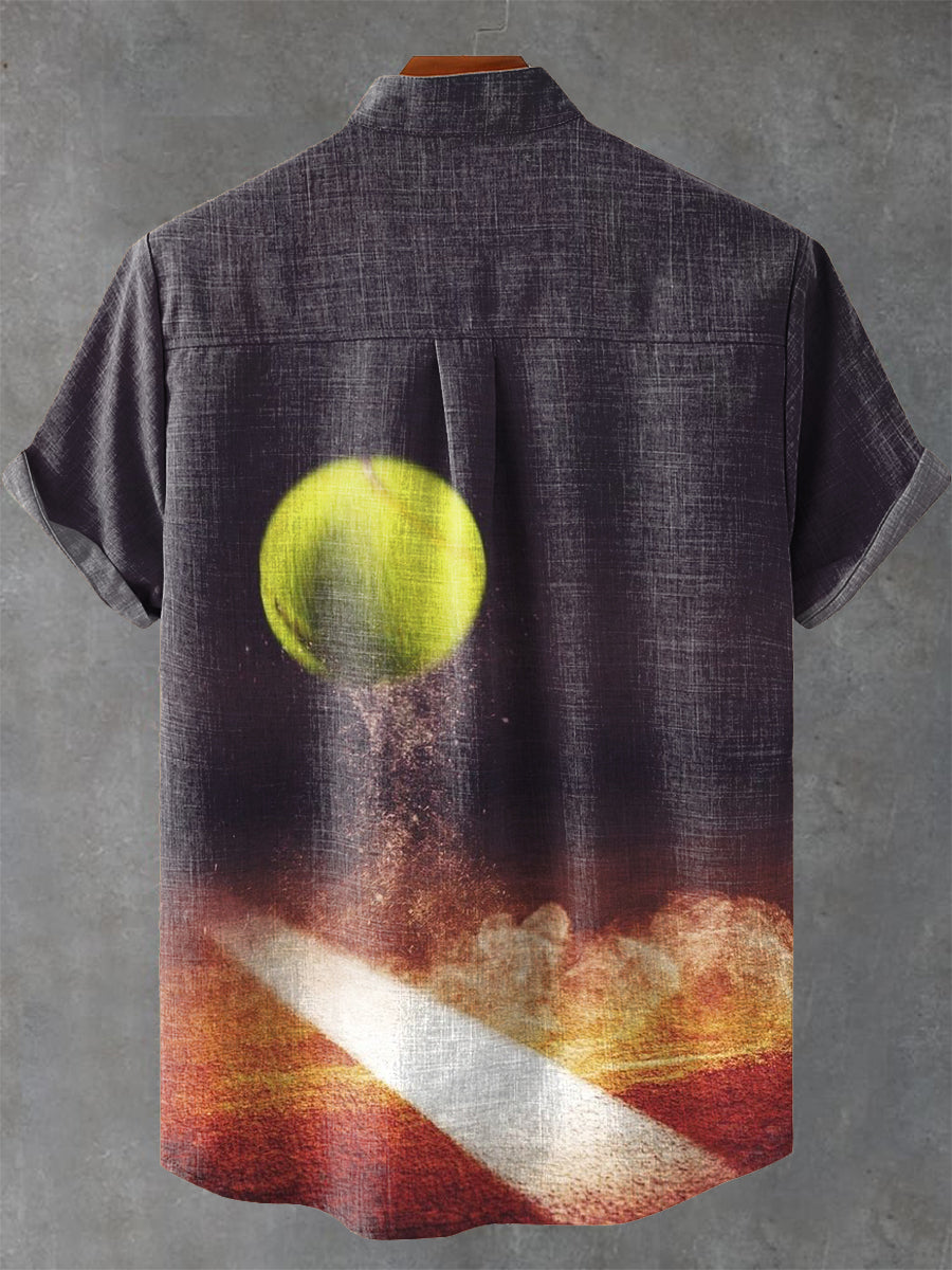 Tennis Art Vintage Print Casual Shirt