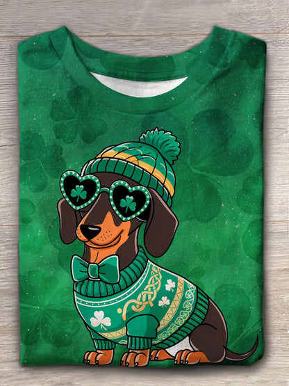 St. Patrick¡¯s Day Dachshund Dog Crew Neck T-shirt