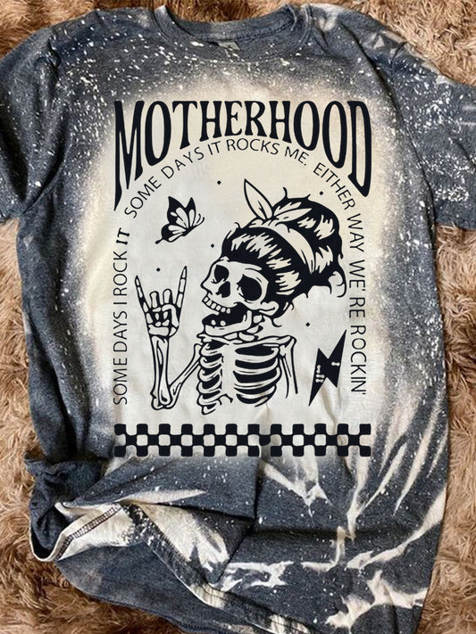 Funny Skull Print Crew Neck T-shirt
