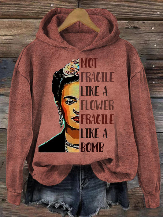 Not Fragile Like A Flower Vintage Print Long Sleeved Top