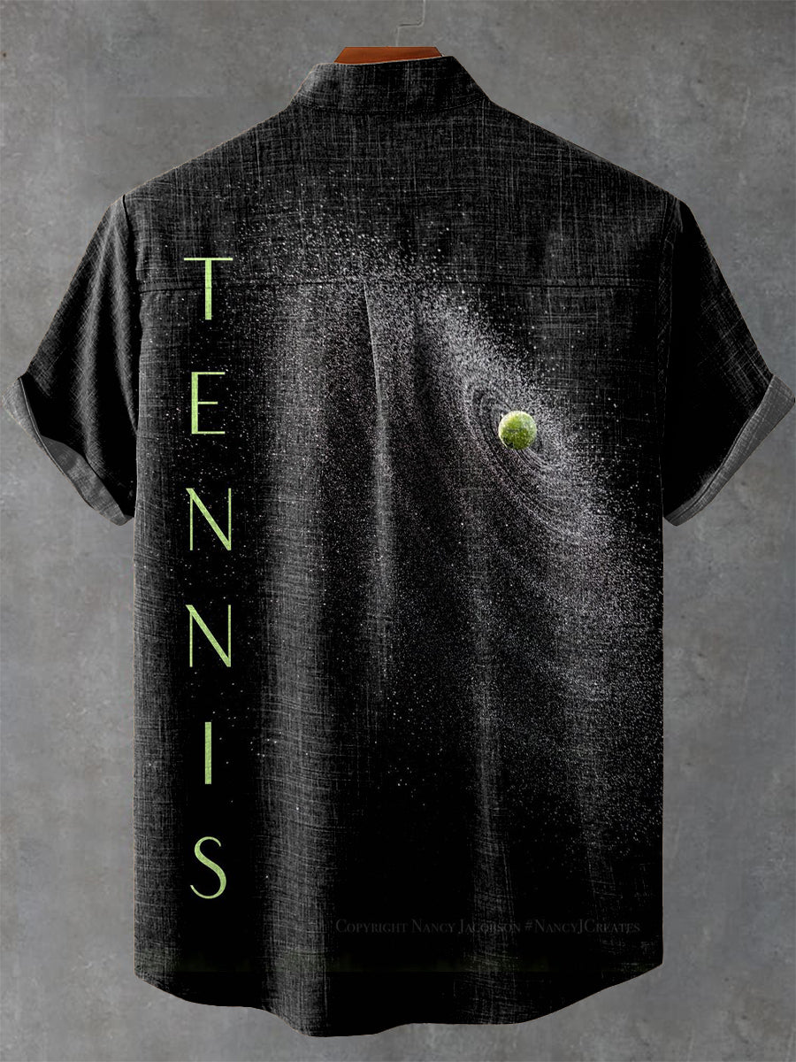 Creative Tennis Planet Art Vintage Print Casual Shirt