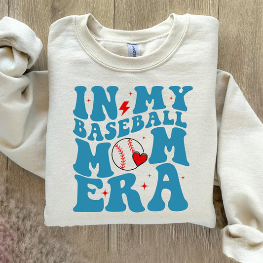 Retro Baseball Mom Printed Long Sleeve Casual Top