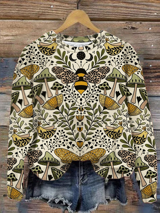 Vintage Bee Print Casual Top