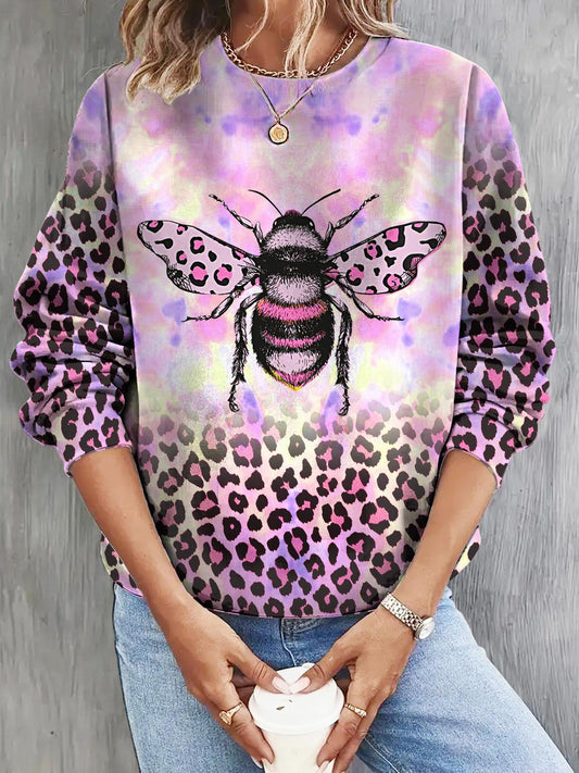 Women's October Pink Bee Long Sleeve Casual Top