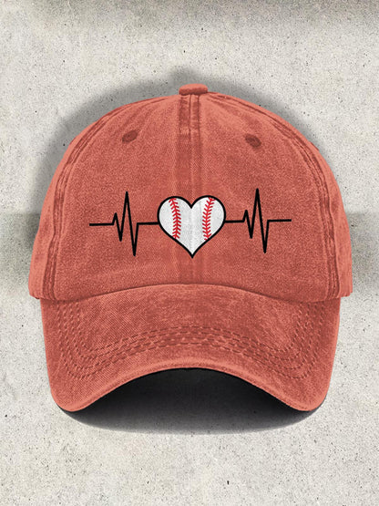 Retro Baseball Love Print Baseball Cap