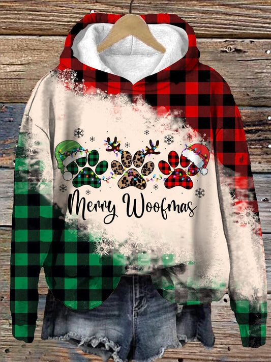 Women's Dog Mom Loves Dog Christmas Long Sleeve Printed Hoodie