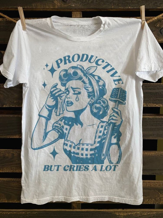 Women's Funny Print Crew Neck T-shirt