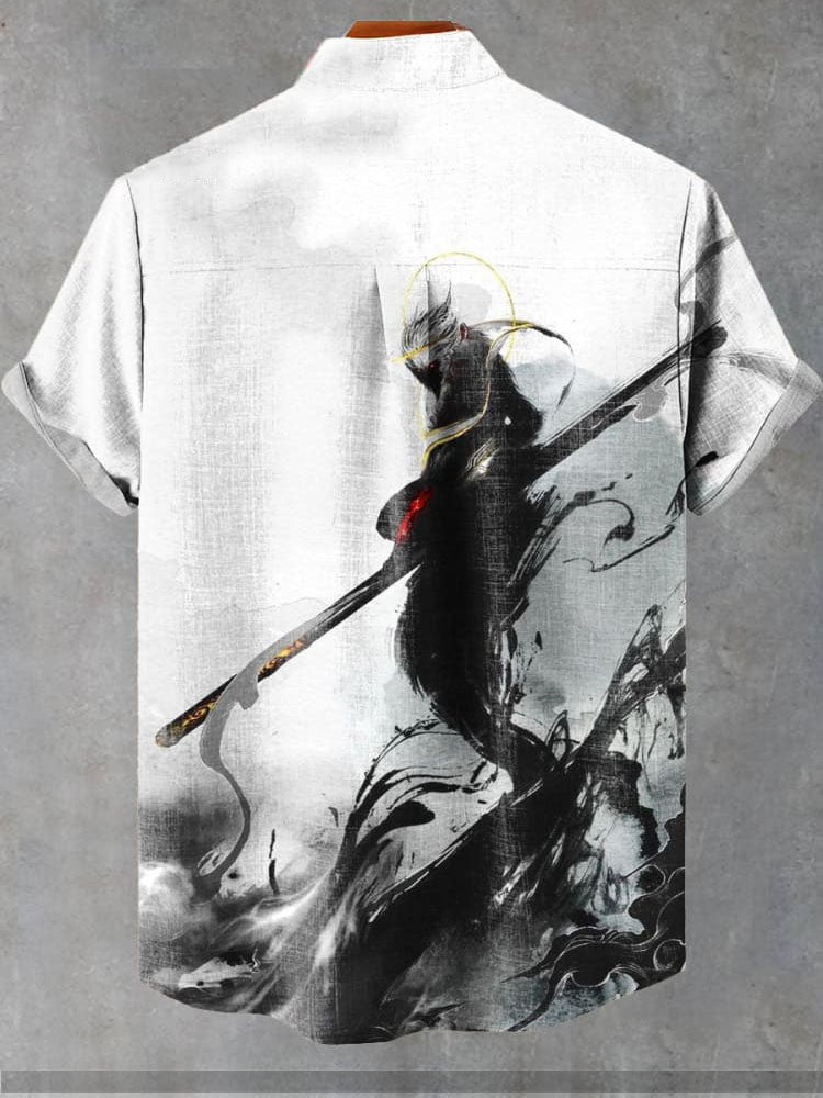 Monkey King Journey to the West Wukong Printed Casual  Shirt