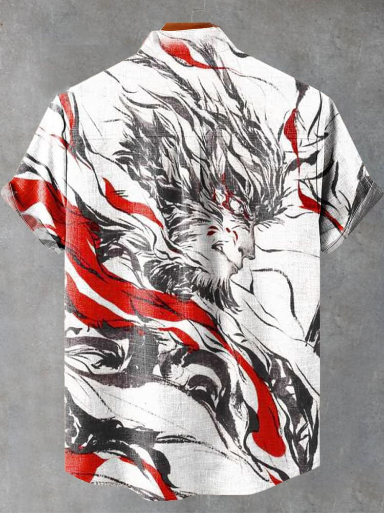 Monkey King Journey to the West Wukong Printed Casual  Shirt