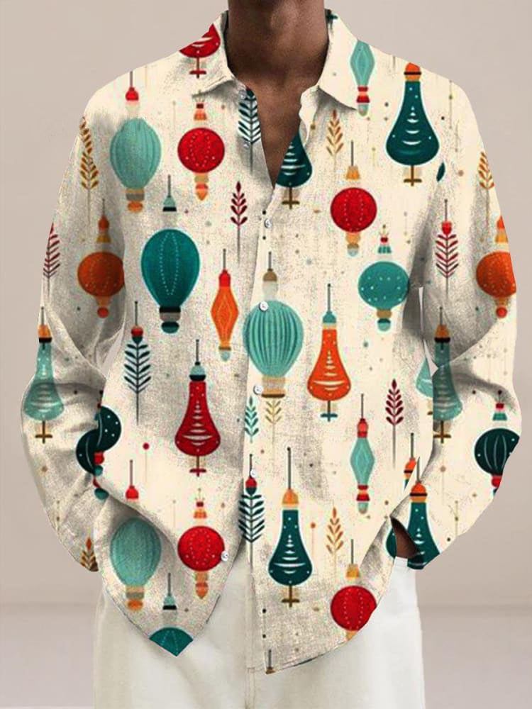 Christmas Vintage Ornaments Print  Long Sleeve Shirt