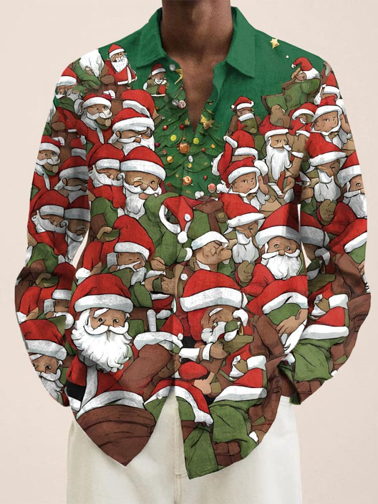 Christmas Santa Claus Dwarf Art Print Long Sleeve Shirt