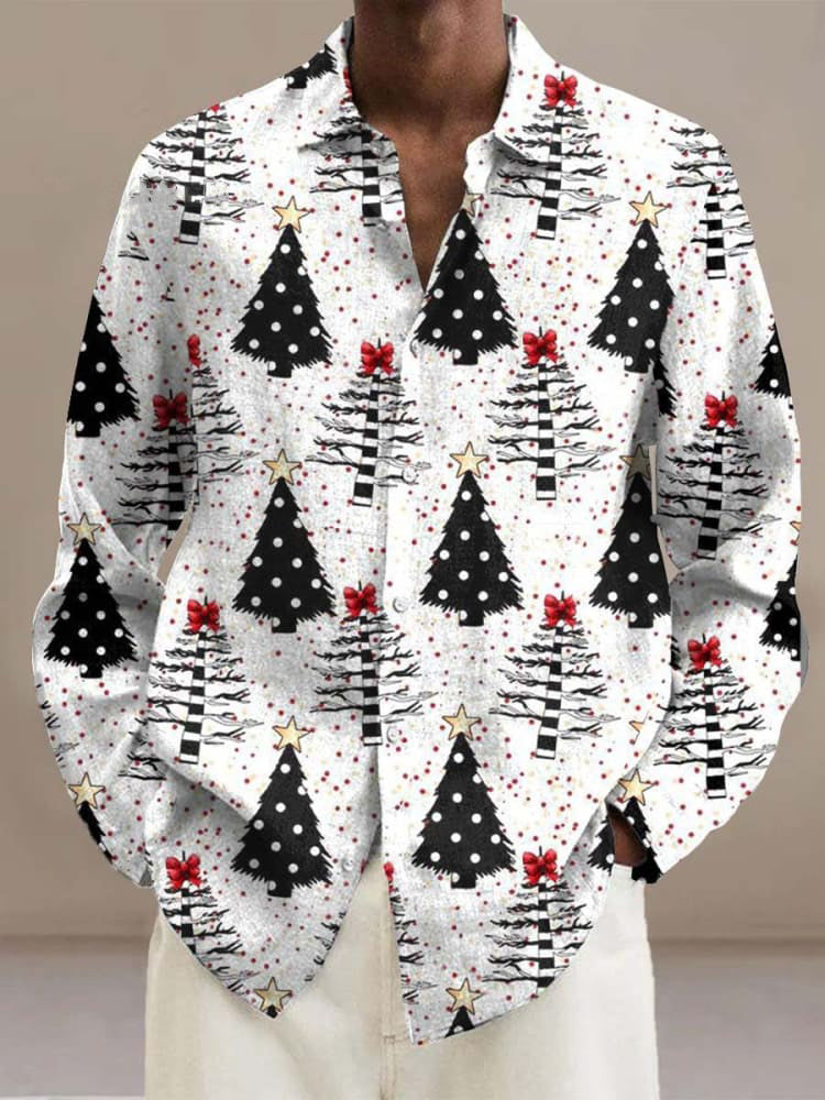 Vintage Christmas Trees Print  Long Sleeve Shirt