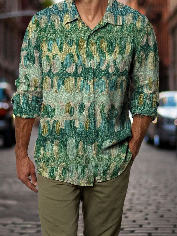 Green Sea Print Long Sleeve Shirt