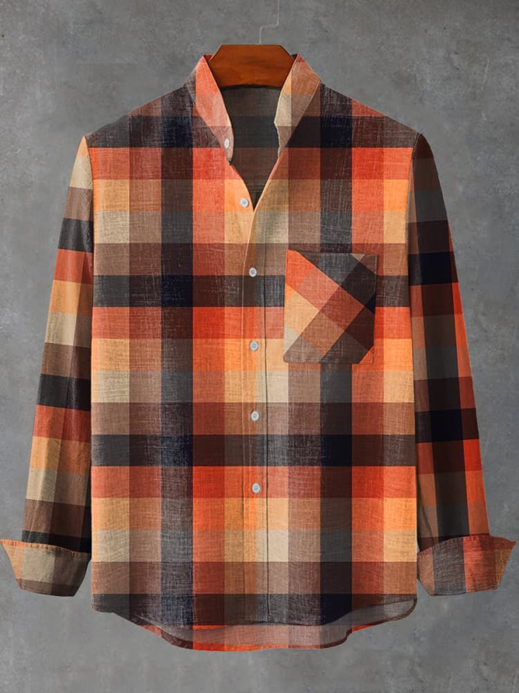 Vintage Plaid Art Print Casual  Shirt